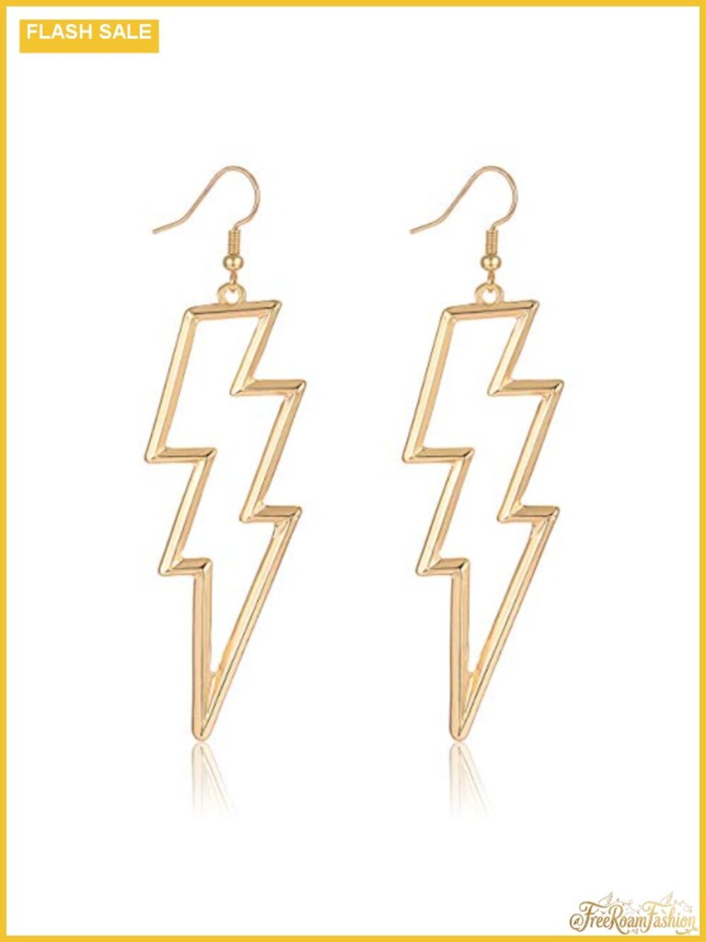 Lightning Bolt Drop Dangle Earrings Gold Plated Statement Punk Jewelry